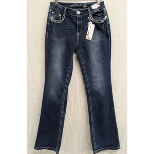 Women's Bootcut Stretch Denim Mid Rise Rhinestones Jack David &Sexy Couture-S 13